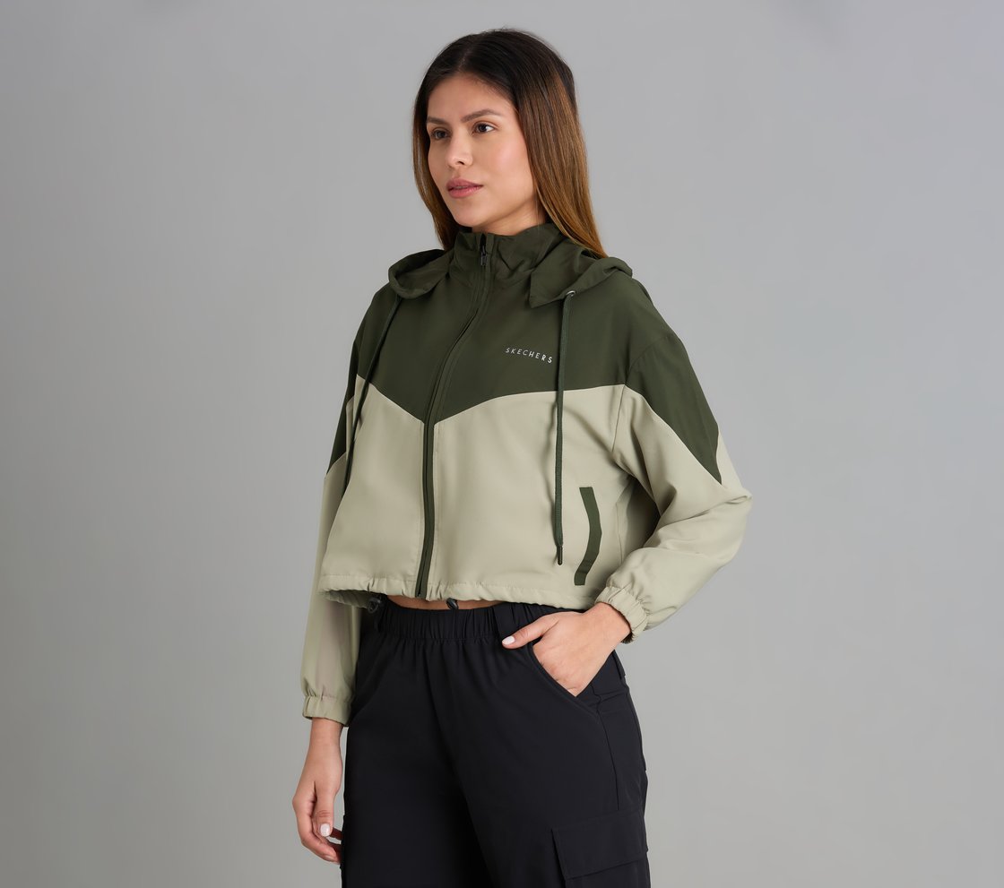 COLOR BLOCKED JACKET, BROWN/OLIVE Apparel Top View