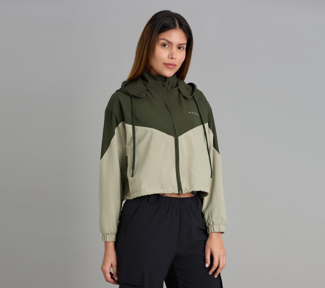 COLOR BLOCKED JACKET, BROWN/OLIVE Apparel Bottom View