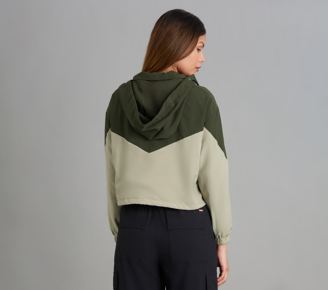 COLOR BLOCKED JACKET, BROWN/OLIVE Apparel Left View