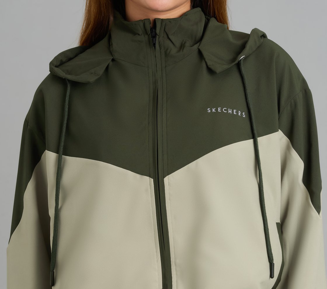 COLOR BLOCKED JACKET, BROWN/OLIVE Apparel Right View