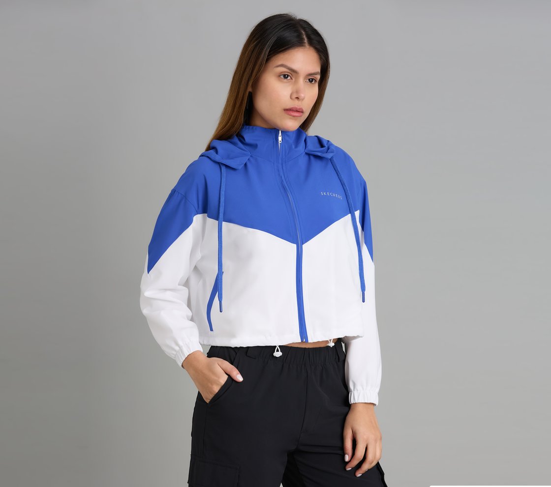 COLOR BLOCKED JACKET, WHITE Apparel Bottom View