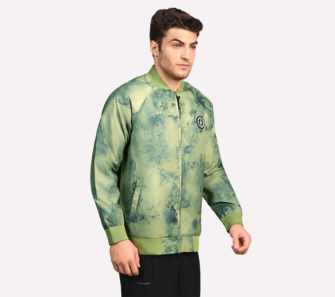 OASIS SMOKE BOMBER JACKET, LIGHT GREY/GREEN Apparel Top View