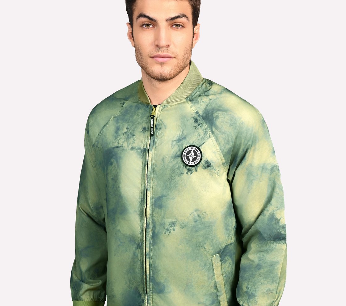 OASIS SMOKE BOMBER JACKET, LIGHT GREY/GREEN Apparel Left View