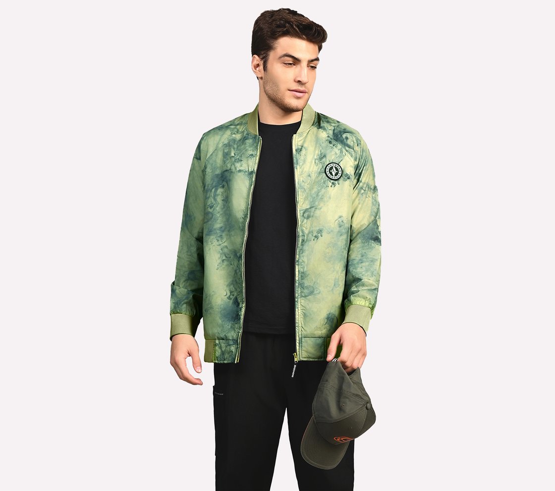 OASIS SMOKE BOMBER JACKET, LIGHT GREY/GREEN Apparel Right View
