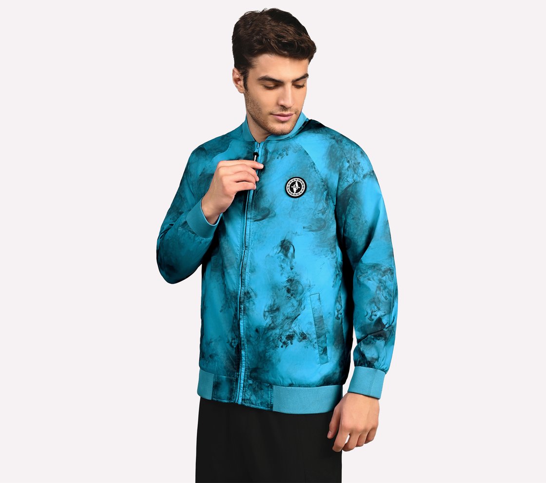 OASIS SMOKE BOMBER JACKET, LAVENDER/AQUA Apparel Top View