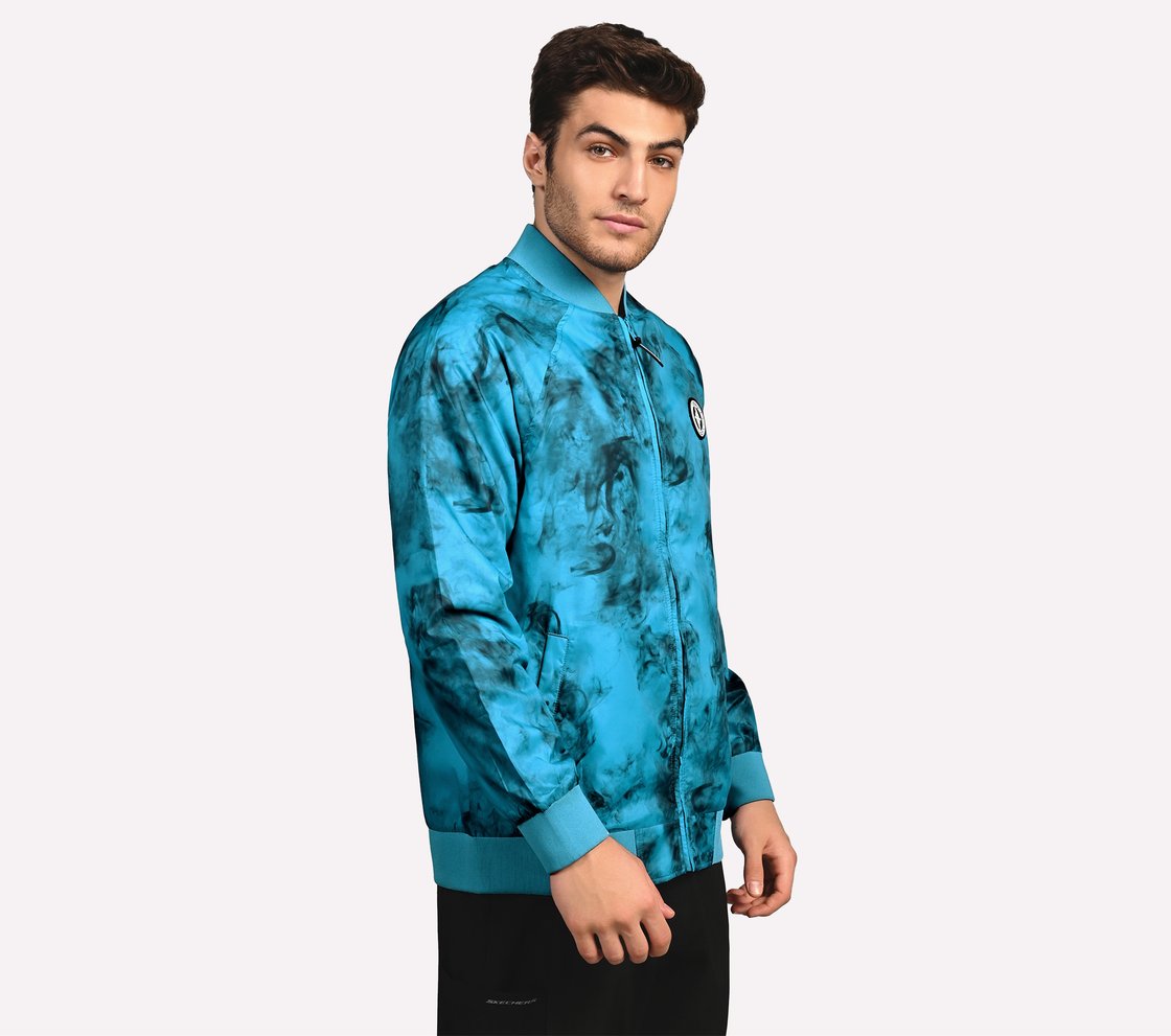 OASIS SMOKE BOMBER JACKET, LAVENDER/AQUA Apparel Bottom View