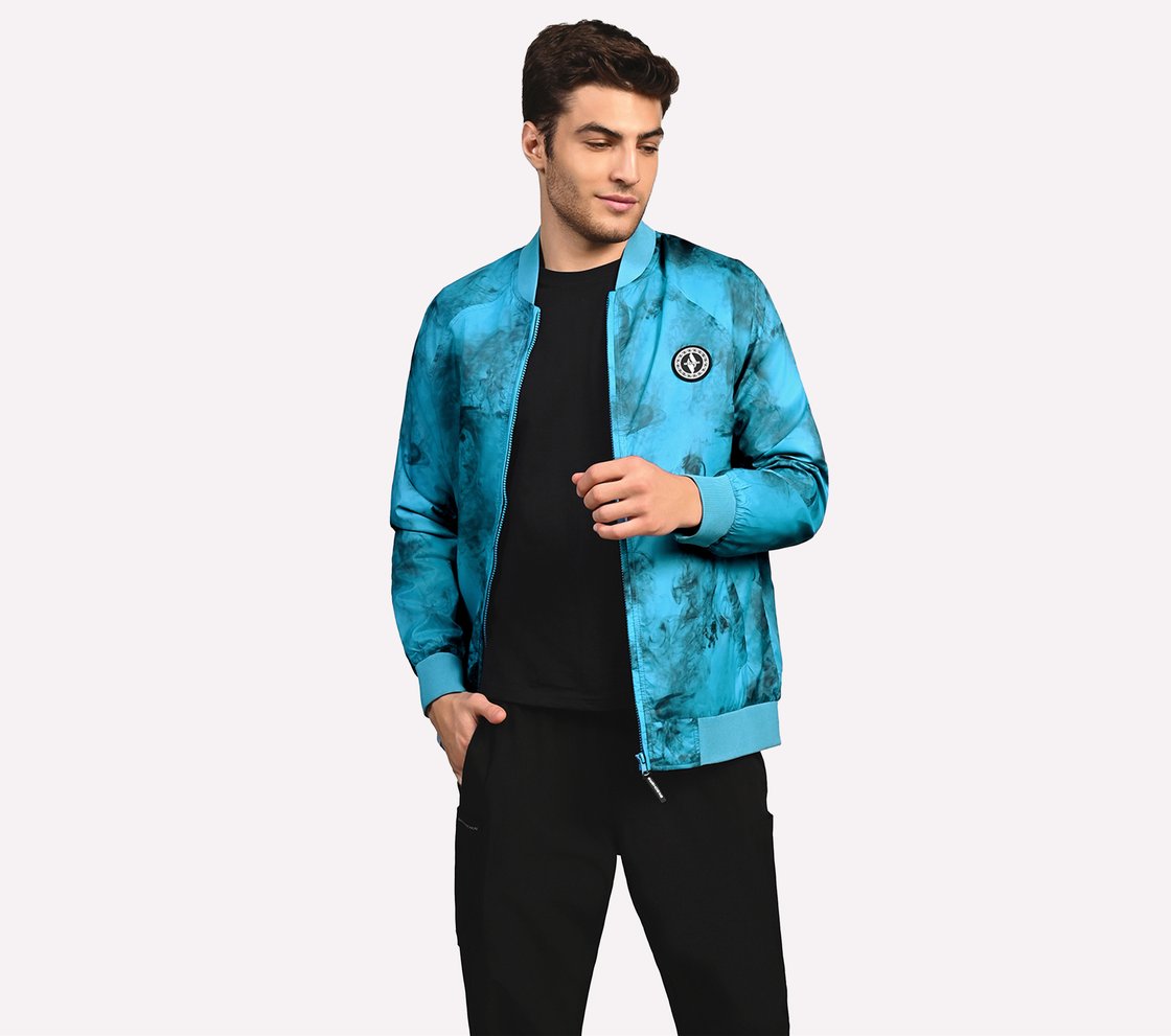 OASIS SMOKE BOMBER JACKET, LAVENDER/AQUA