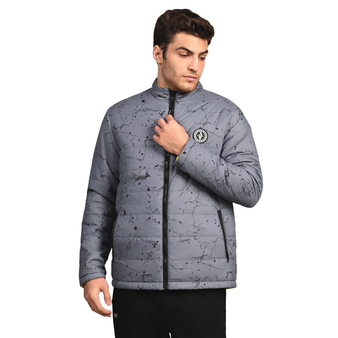 OASIS SPLATTER PUFFER, WHITE/CHARCOAL