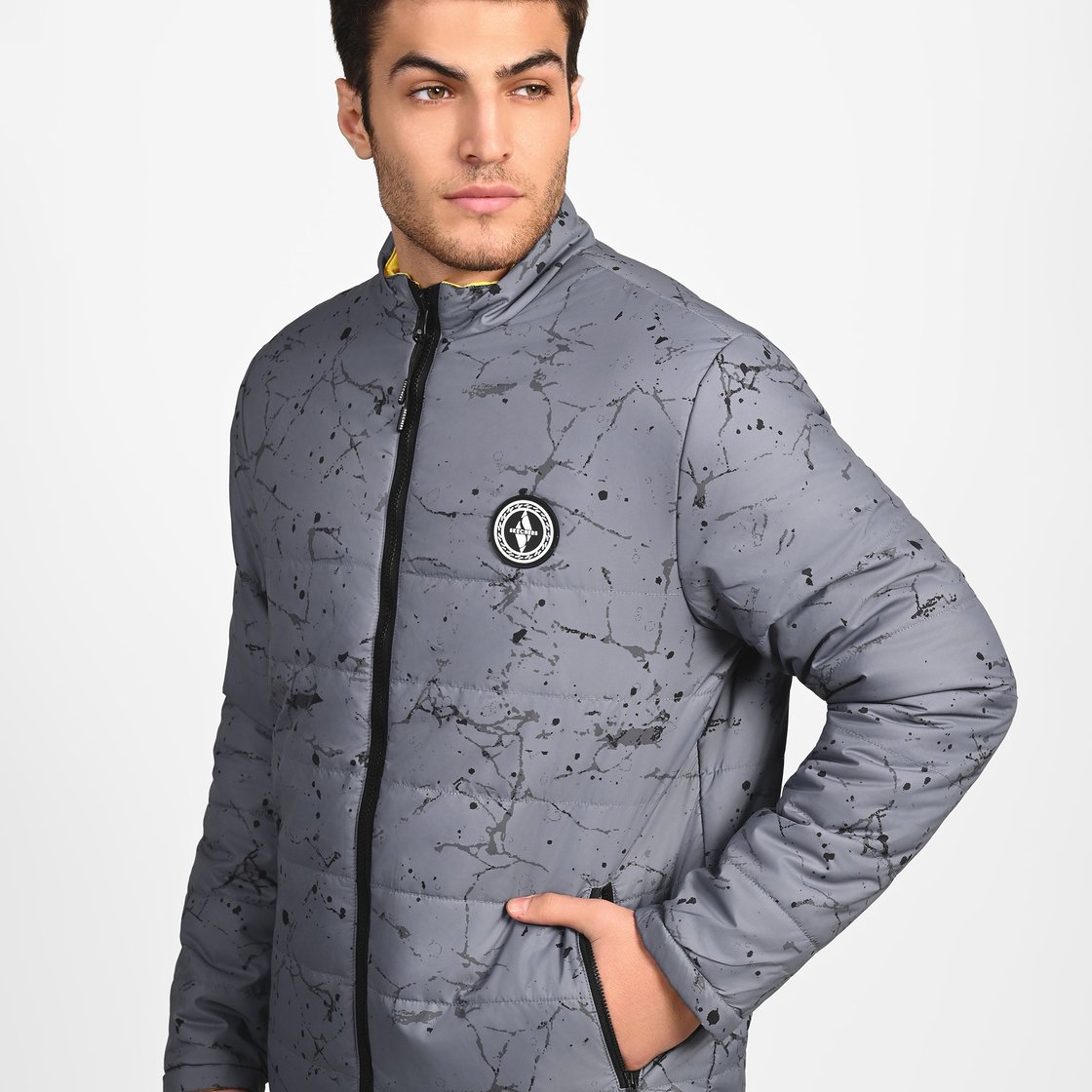 OASIS SPLATTER PUFFER, WHITE/CHARCOAL Apparel Right View
