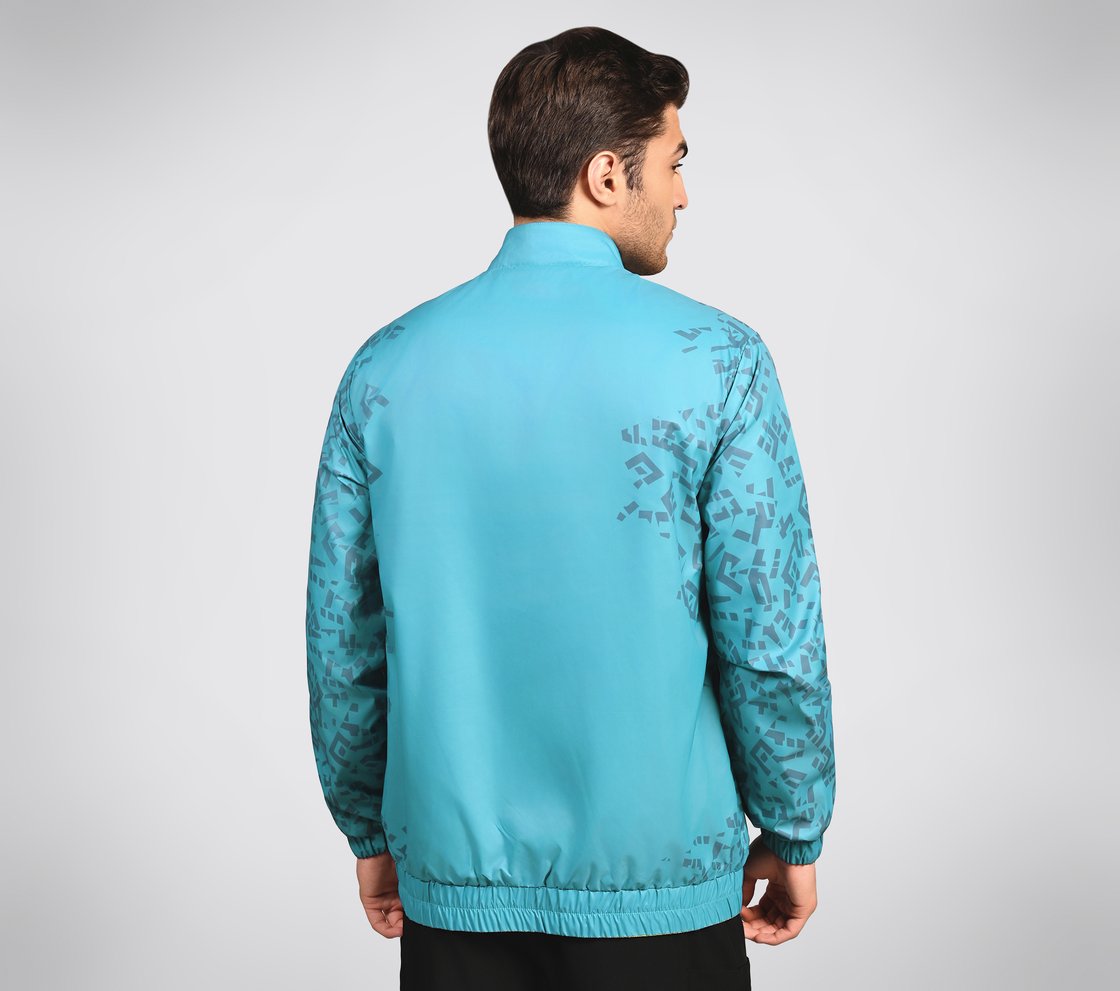 SL ASYMM SLEEVE JACKET, LAVENDER/TURQUOISE Apparel Left View