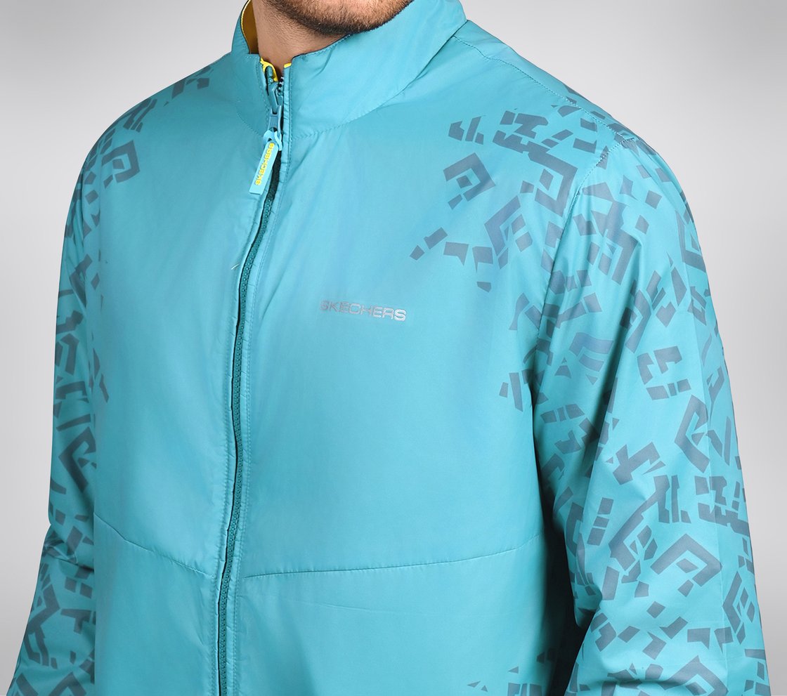 SL ASYMM SLEEVE JACKET, LAVENDER/TURQUOISE