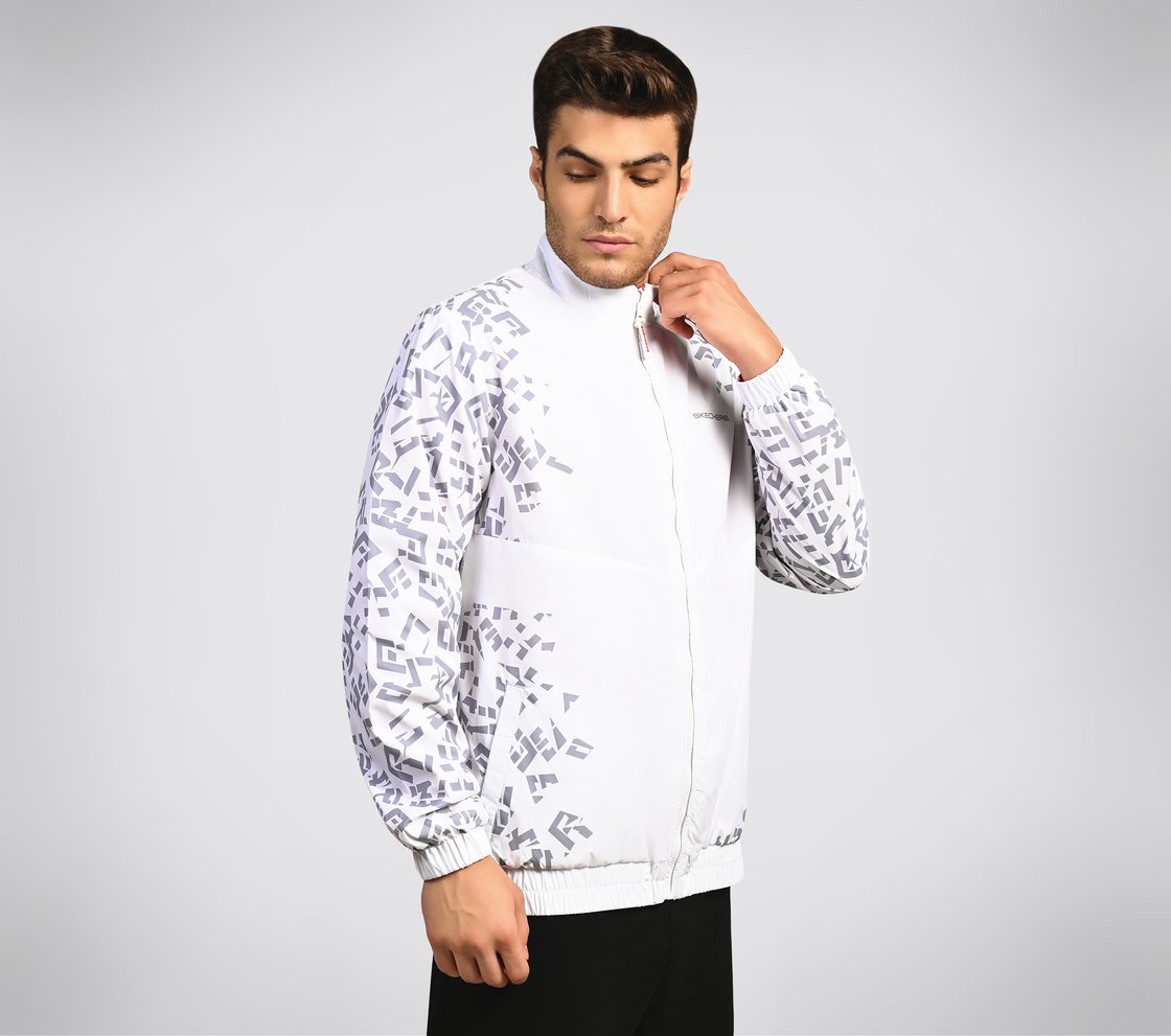 SL ASYMM SLEEVE JACKET, WWWHITE Apparel Top View