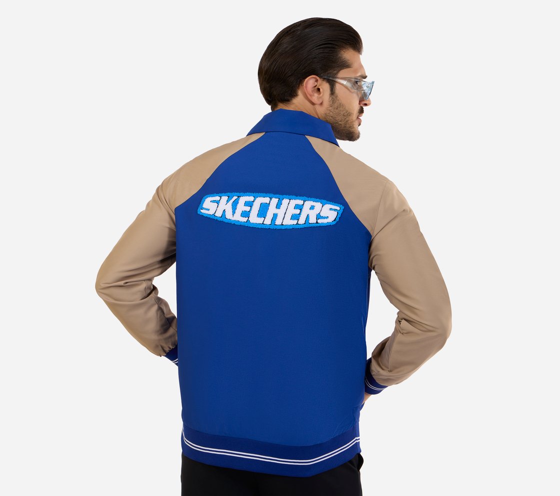 MENS VARSITY JACKET, ROYAL/ORANGE Apparel Bottom View