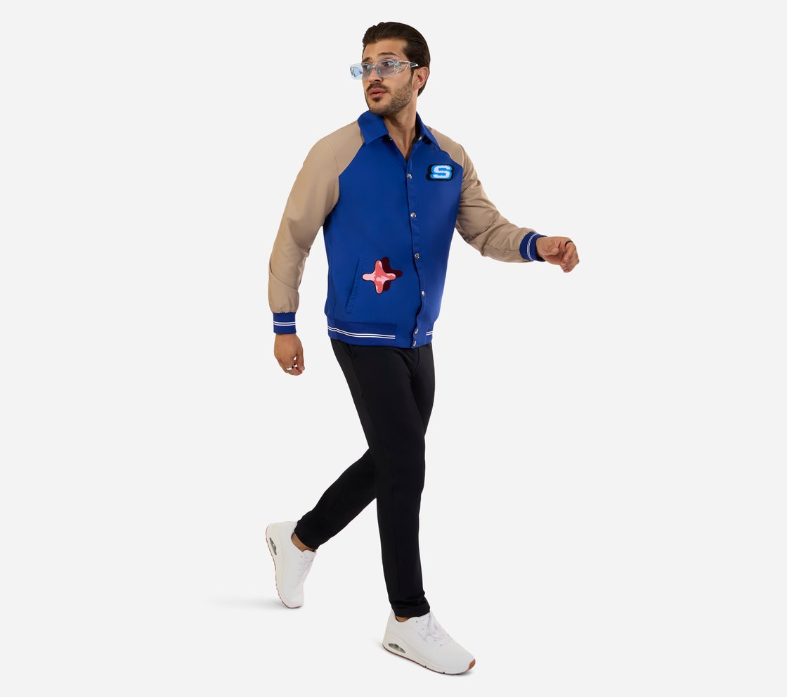 MENS VARSITY JACKET, ROYAL/ORANGE Apparel Left View