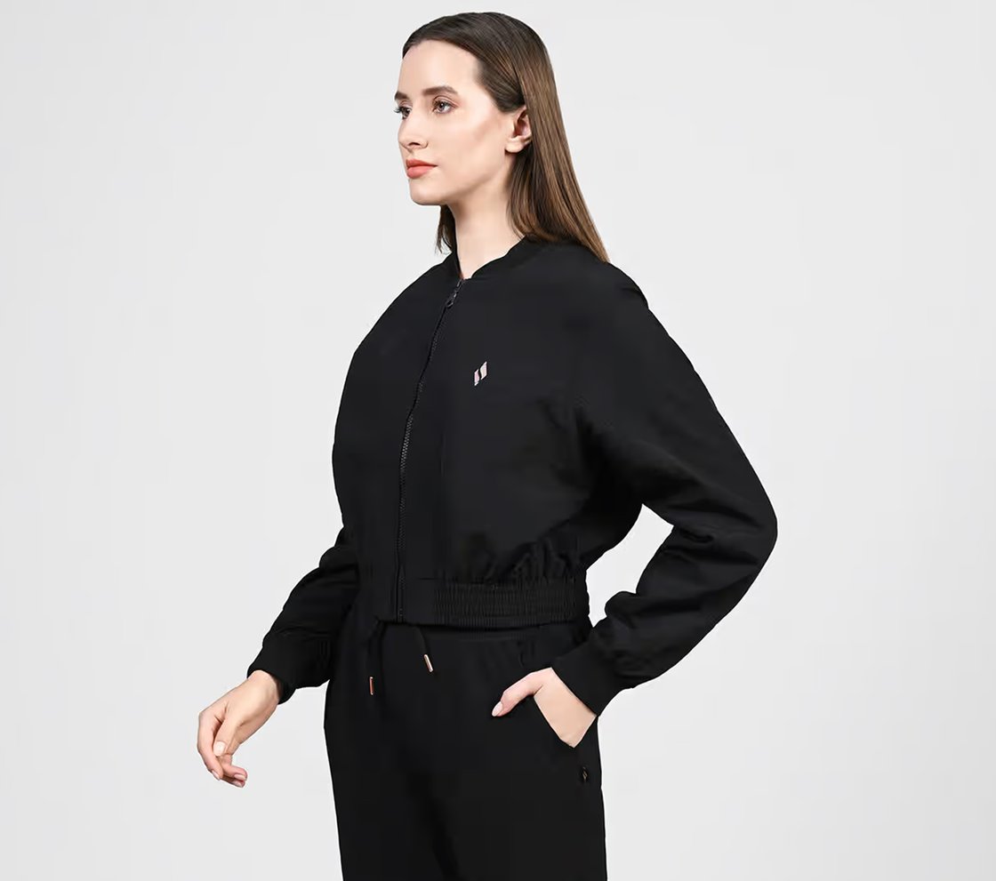 SL RACER CROP JACKET, BBBBLACK Apparel Top View