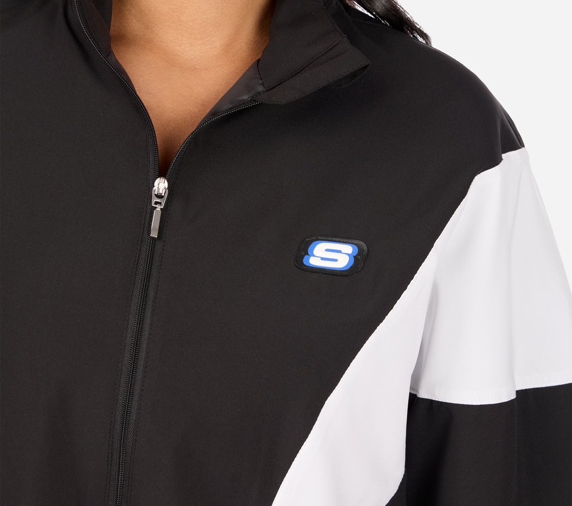 MULTI PANELLED BOMBER, BLACK-CREAM Apparel Right View