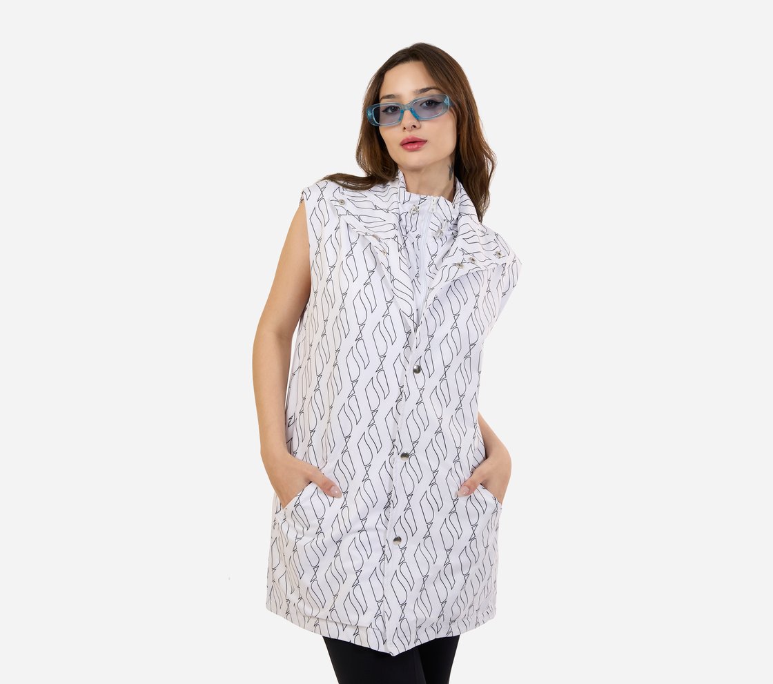 SLEEVELESS JACKET, WHITE Apparel Lateral View