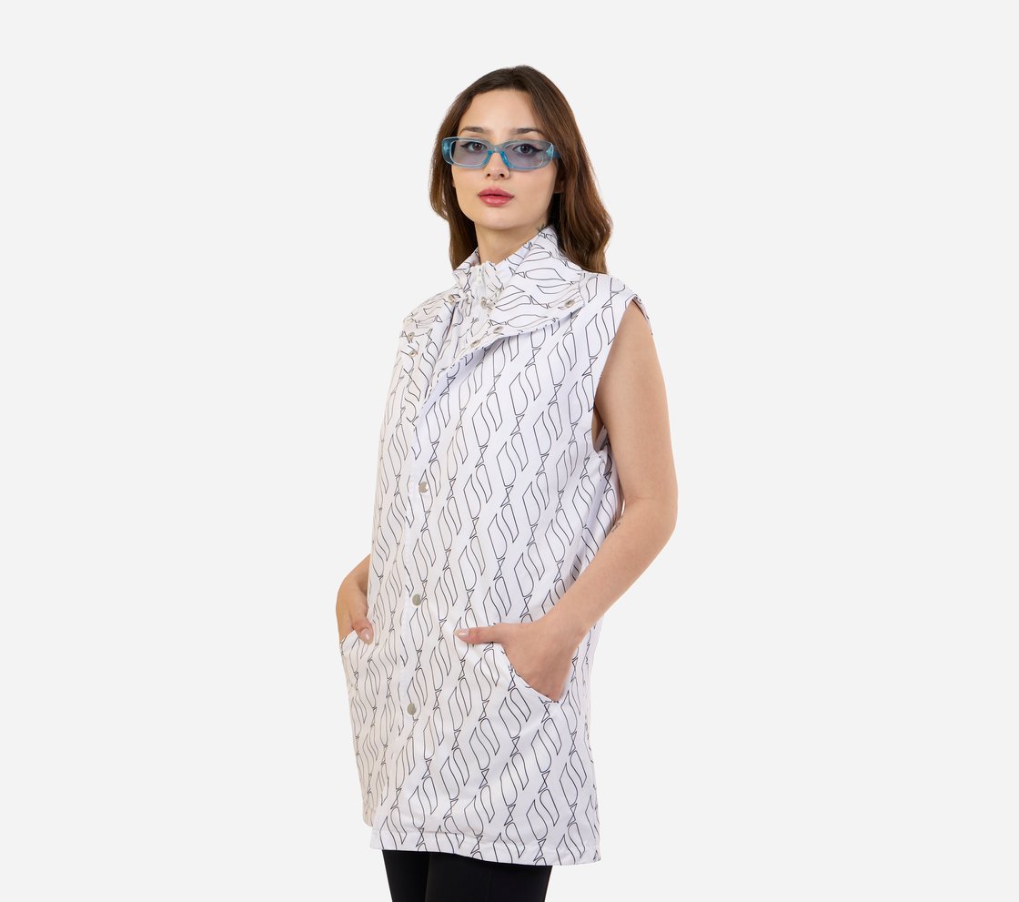 SLEEVELESS JACKET, WHITE Apparel Top View