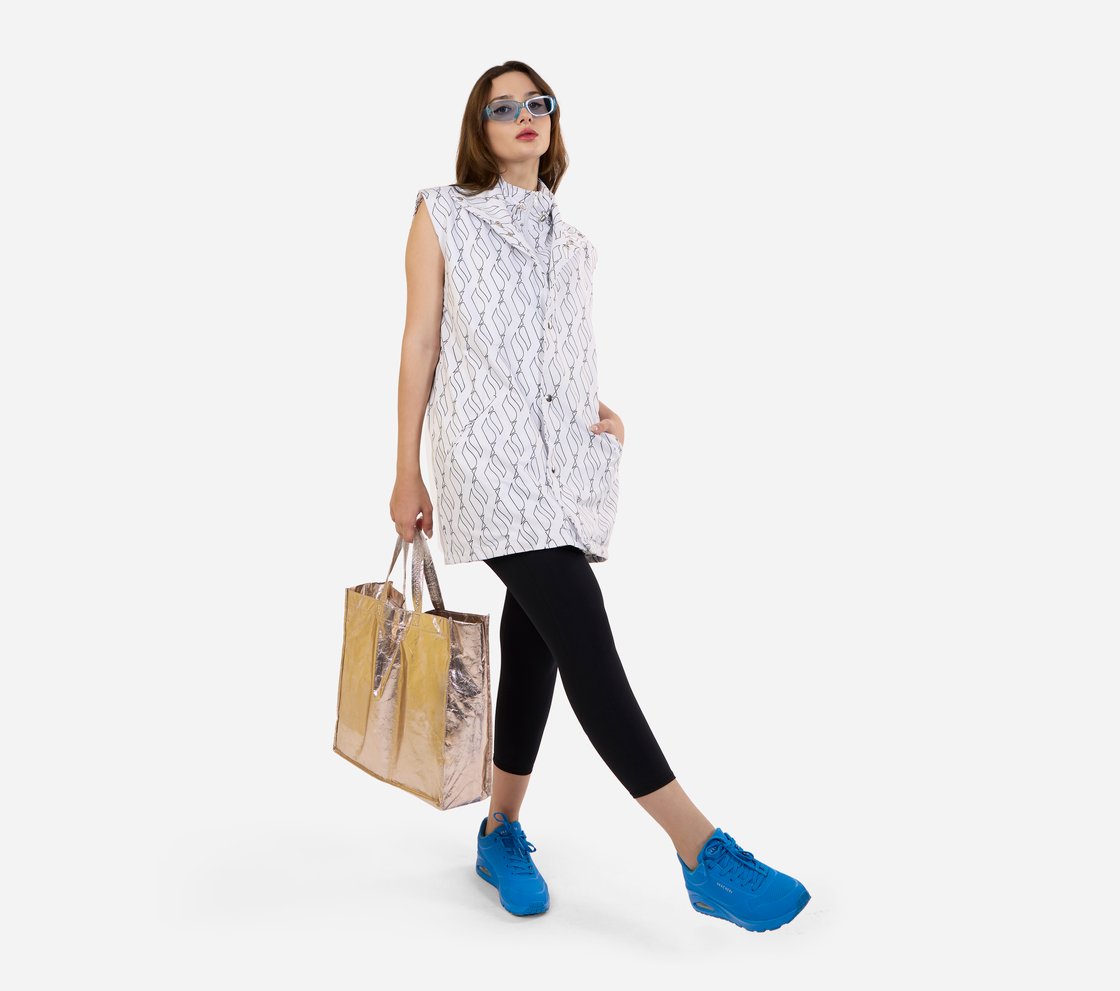 SLEEVELESS JACKET, WHITE Apparel Bottom View