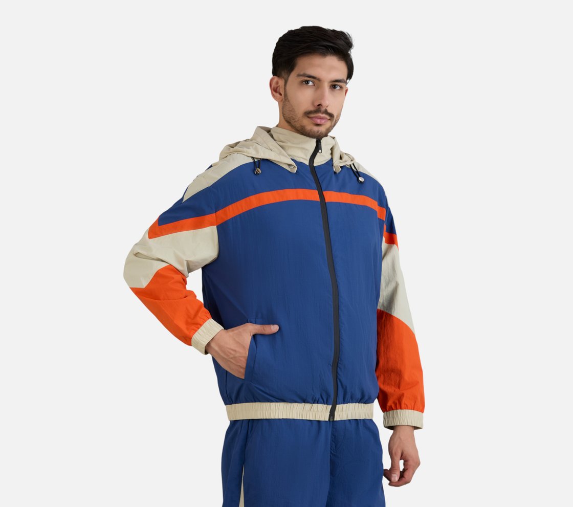 MENS COLORBLOCK JACKET, NAVY/LT.BLUE