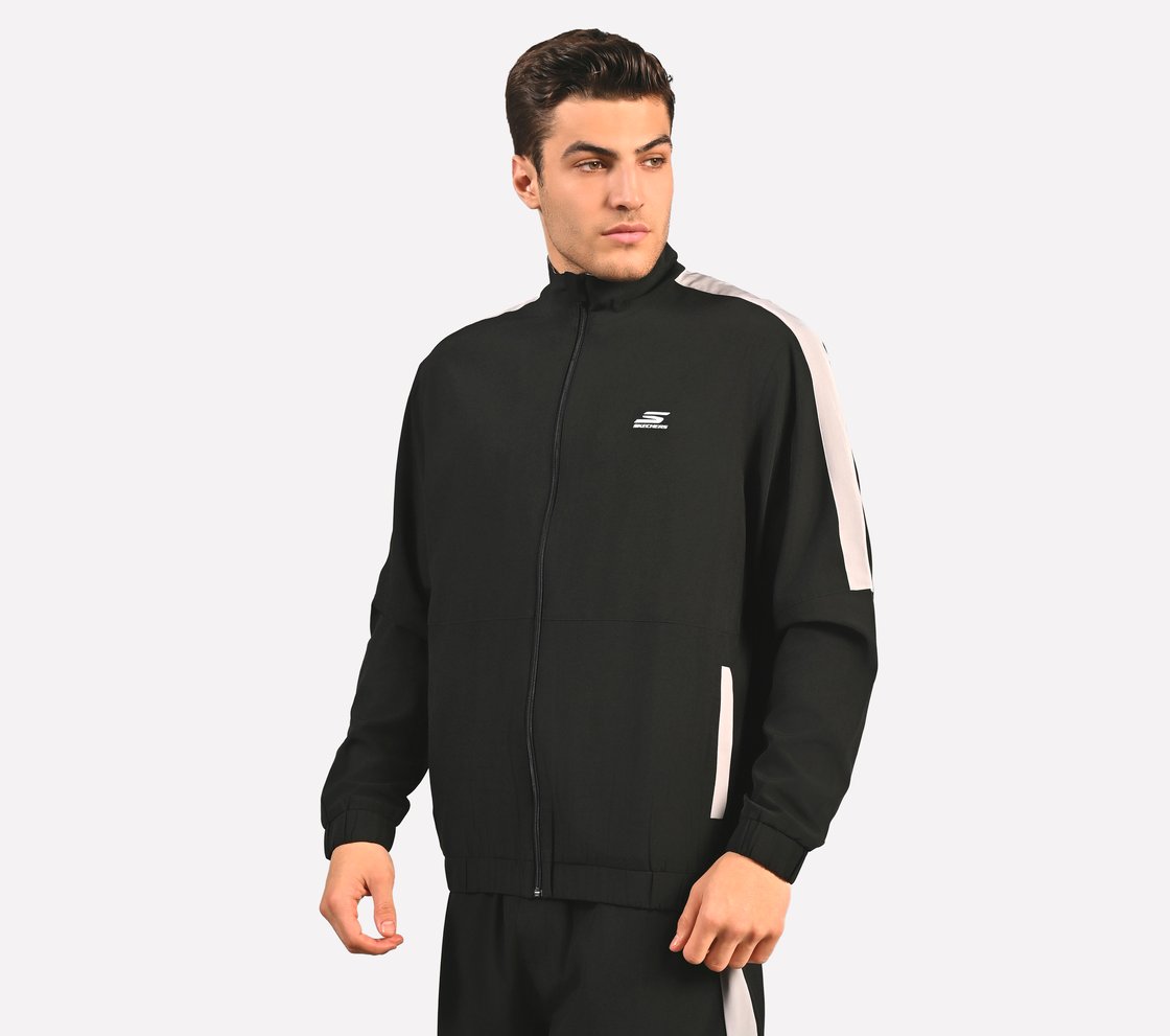 MENS COLORBLOCK TRACK JACKET, NAVY Apparel Top View