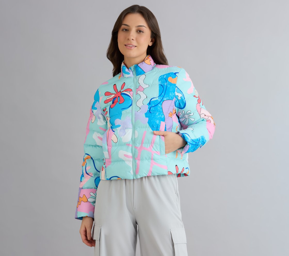 DOODLE PUFFER JACKET, H.PINK/ORANGE