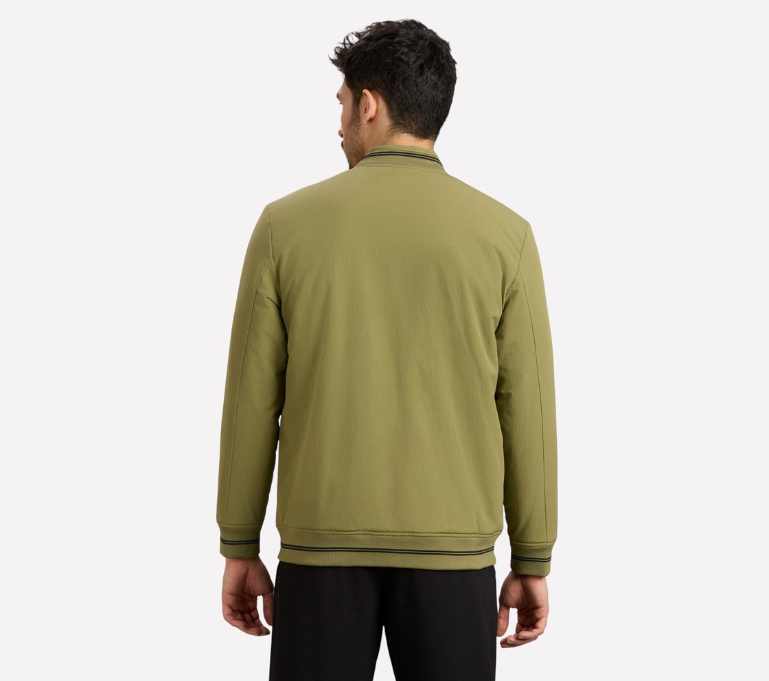 RIB TIPPING VARSITY JACKET, BROWN/SAGE