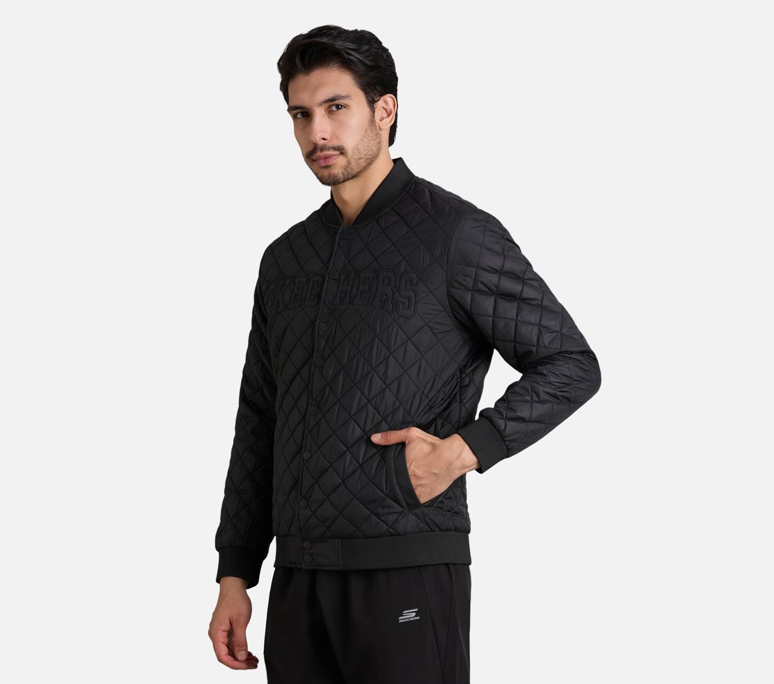 SKECHERS APPLIQUE PUFFER JACK, BLACK