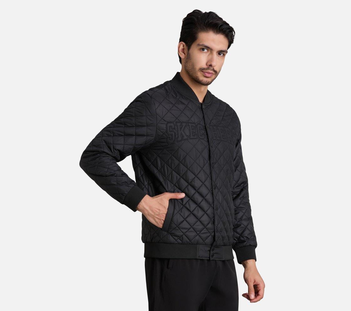 SKECHERS APPLIQUE PUFFER JACK, BLACK