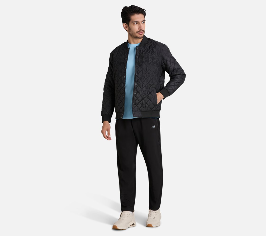 SKECHERS APPLIQUE PUFFER JACK, BLACK
