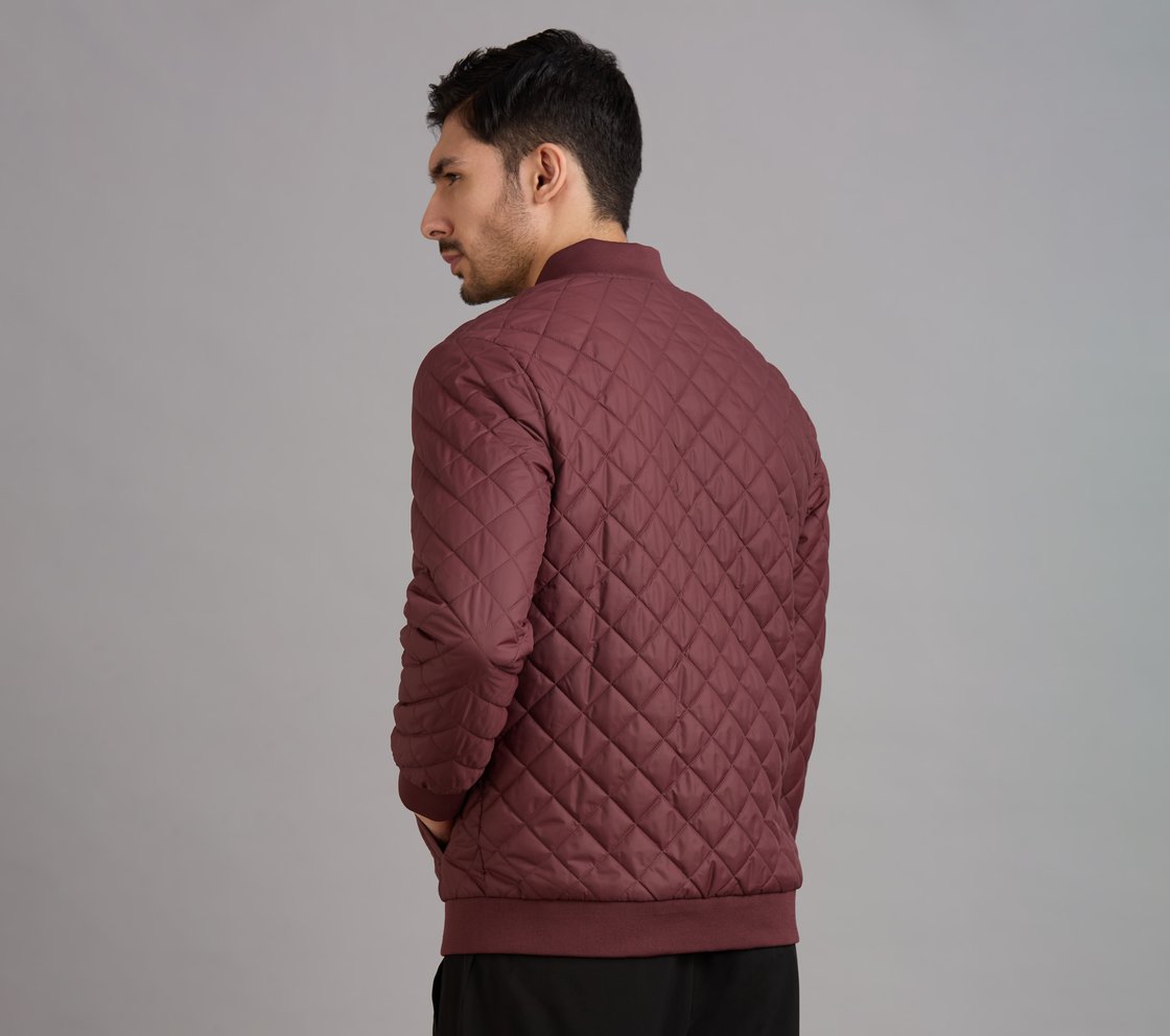 SKECHERS APPLIQUE PUFFER JACK, BURGUNDY/PINK Apparel Left View