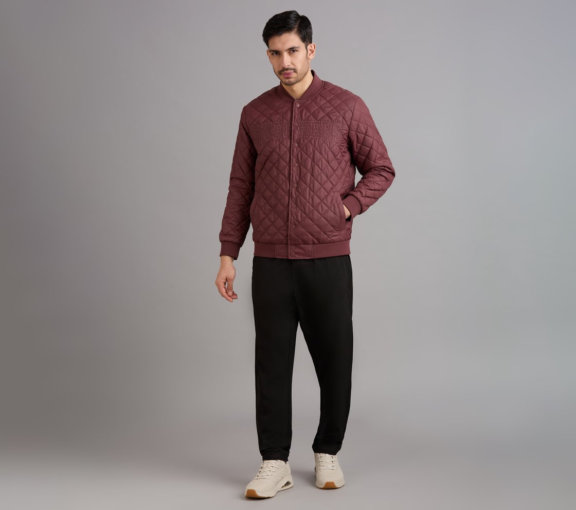 SKECHERS APPLIQUE PUFFER JACK, BURGUNDY/PINK Apparel Right View