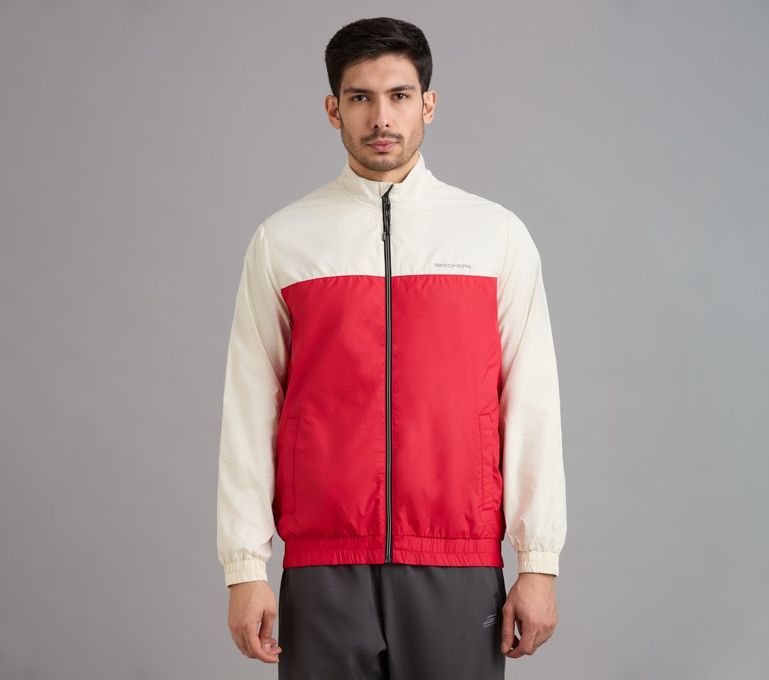 COLOR BLOCK PICKLEBALL WINDBREAKER, GRAY/RED Apparel Lateral View