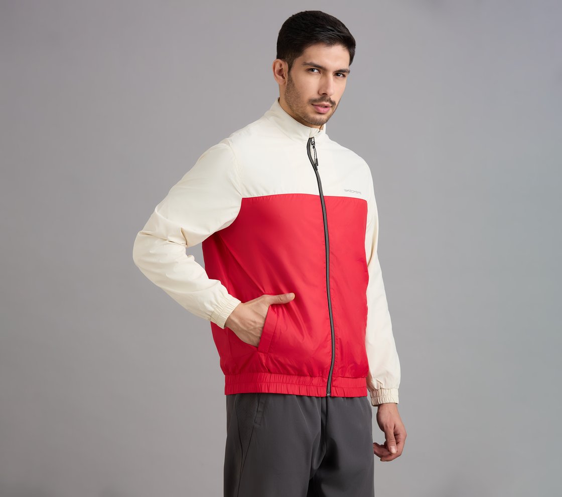 COLOR BLOCK PICKLEBALL WINDBREAKER, GRAY/RED Apparel Bottom View