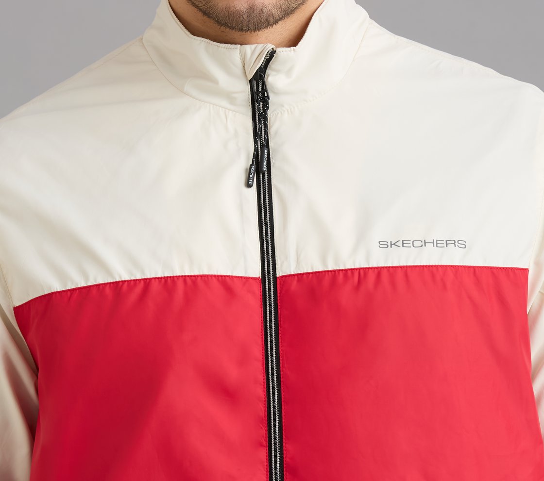 COLOR BLOCK PICKLEBALL WINDBREAKER, GRAY/RED Apparel Right View