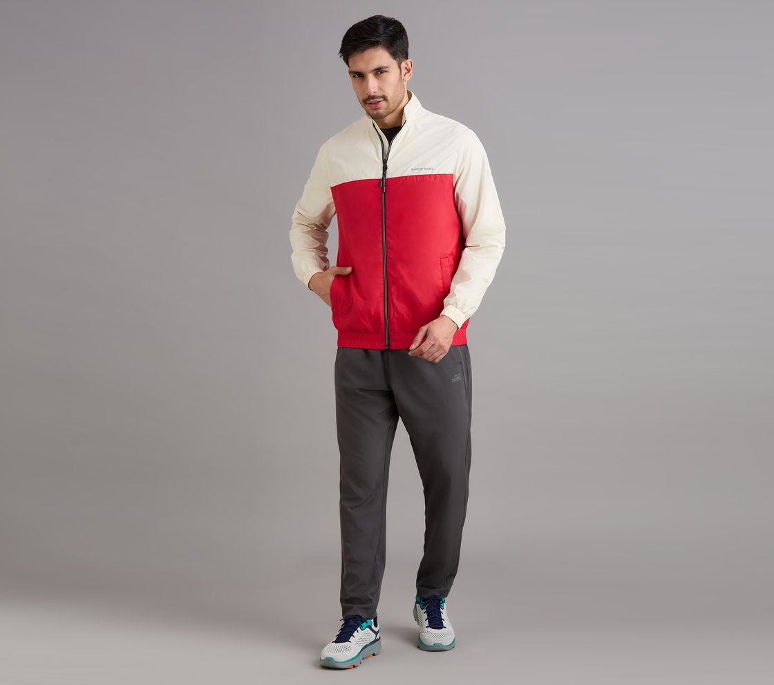 COLOR BLOCK PICKLEBALL WINDBREAKER, GRAY/RED Apparel Right View