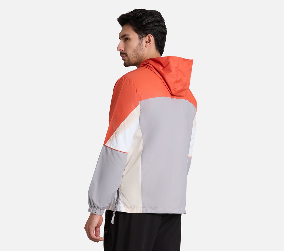 COLORED PANEL HOODED WINDBREAKER, CHARCOAL/LT. GRAY Apparel Left View