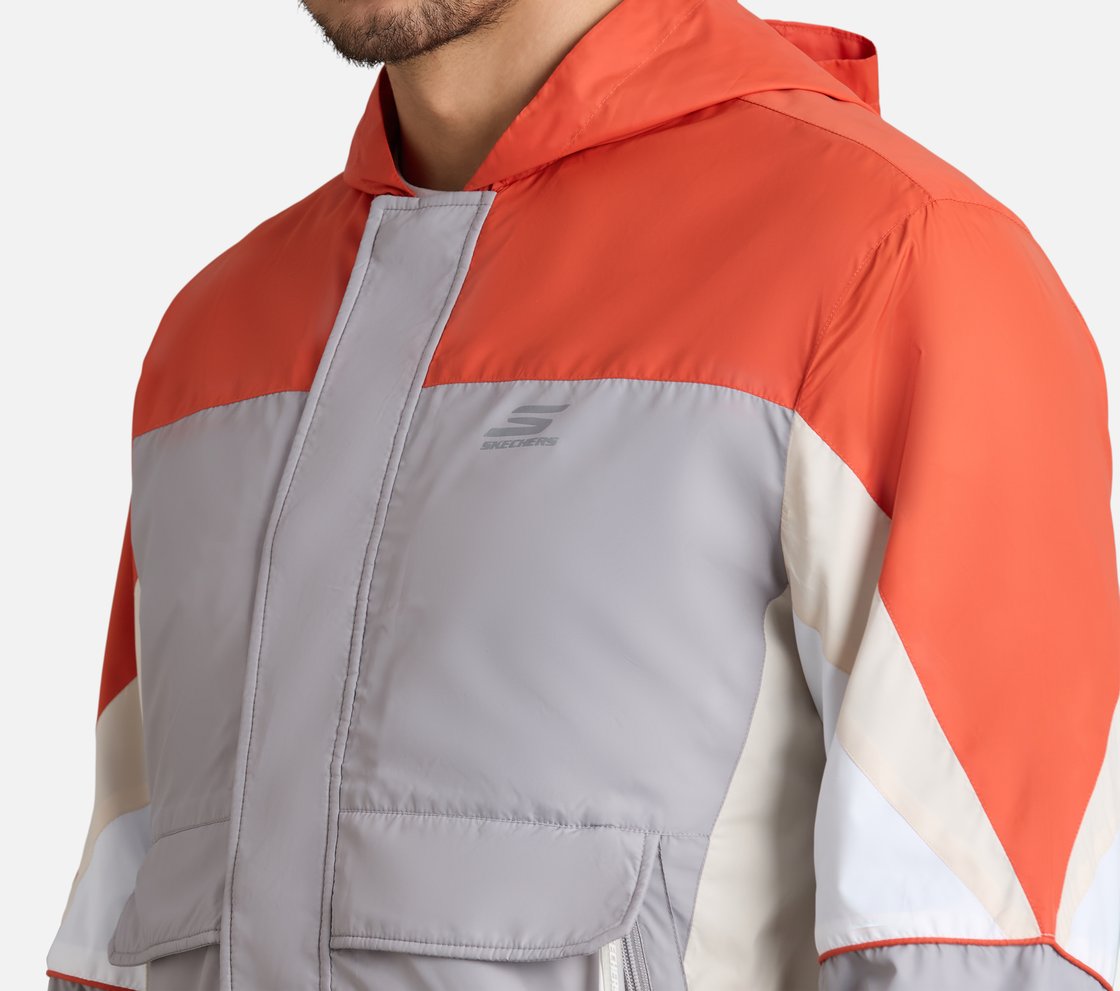 COLORED PANEL HOODED WINDBREAKER, CHARCOAL/LT. GRAY Apparel Right View