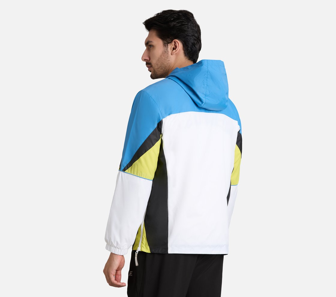 COLORED PANEL HOODED WINDBREAKER, WHITE Apparel Left View