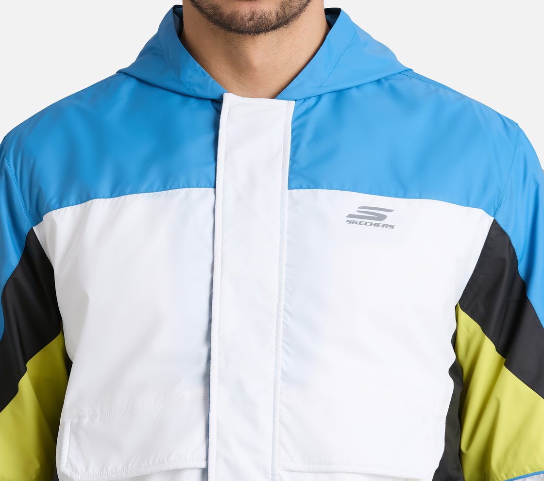 COLORED PANEL HOODED WINDBREAKER, WHITE Apparel Right View