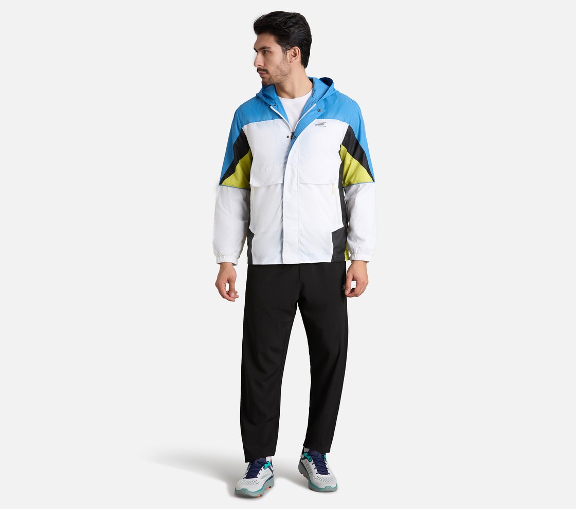 COLORED PANEL HOODED WINDBREAKER, WHITE Apparel Right View