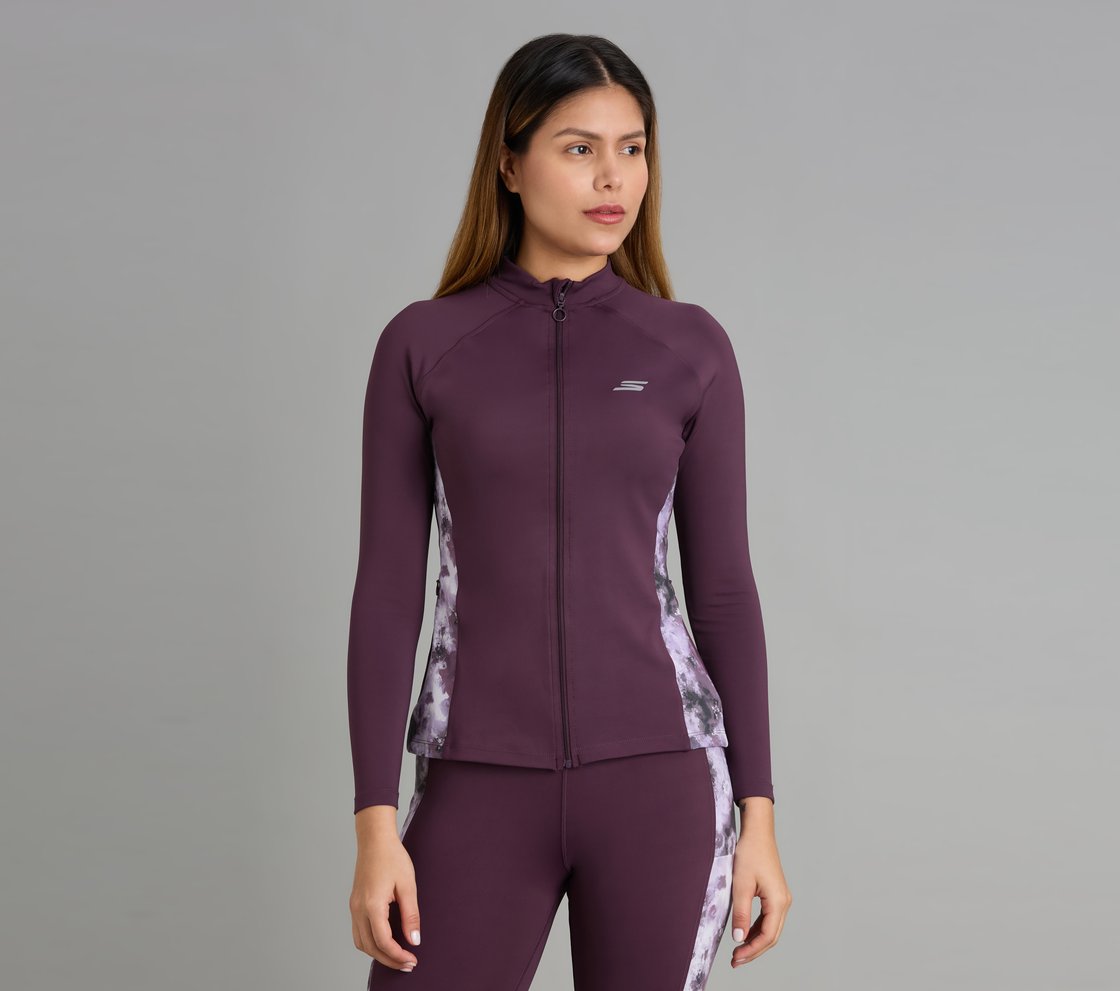 PLACEMENT PRINT JACKET, WHITE/TURQ/PURPLE