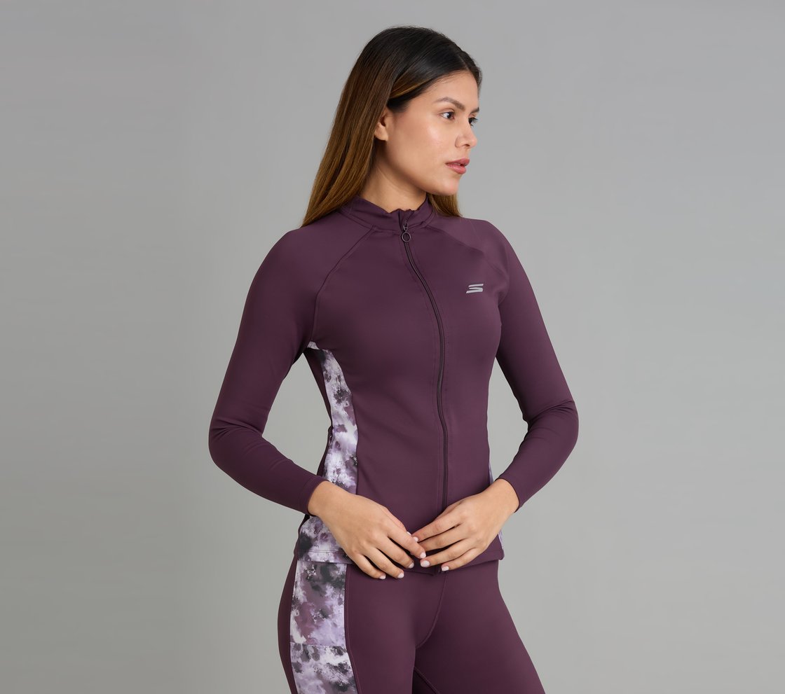 PLACEMENT PRINT JACKET, WHITE/TURQ/PURPLE