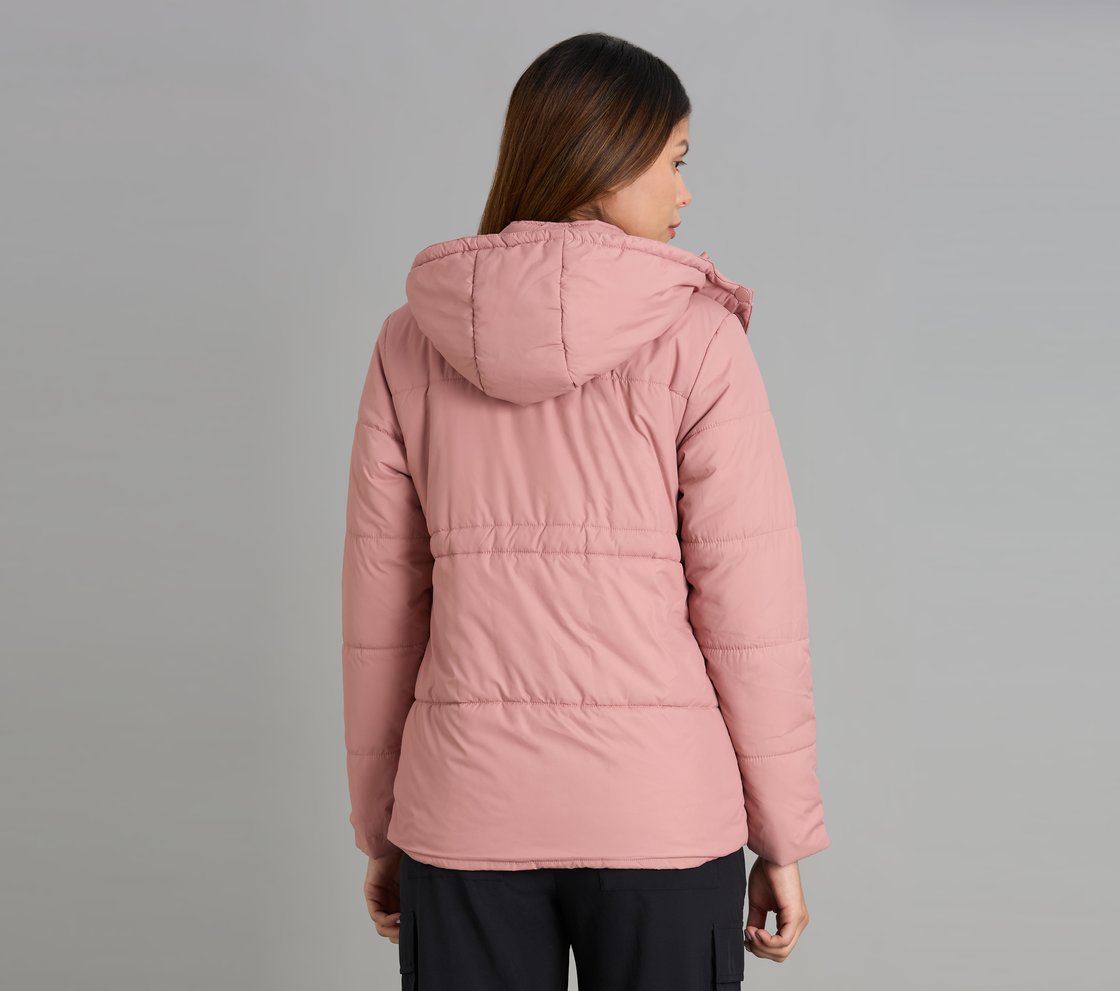 QUILTED WAIST CINCHED JACKET, PURPLE/YELL Apparel Left View
