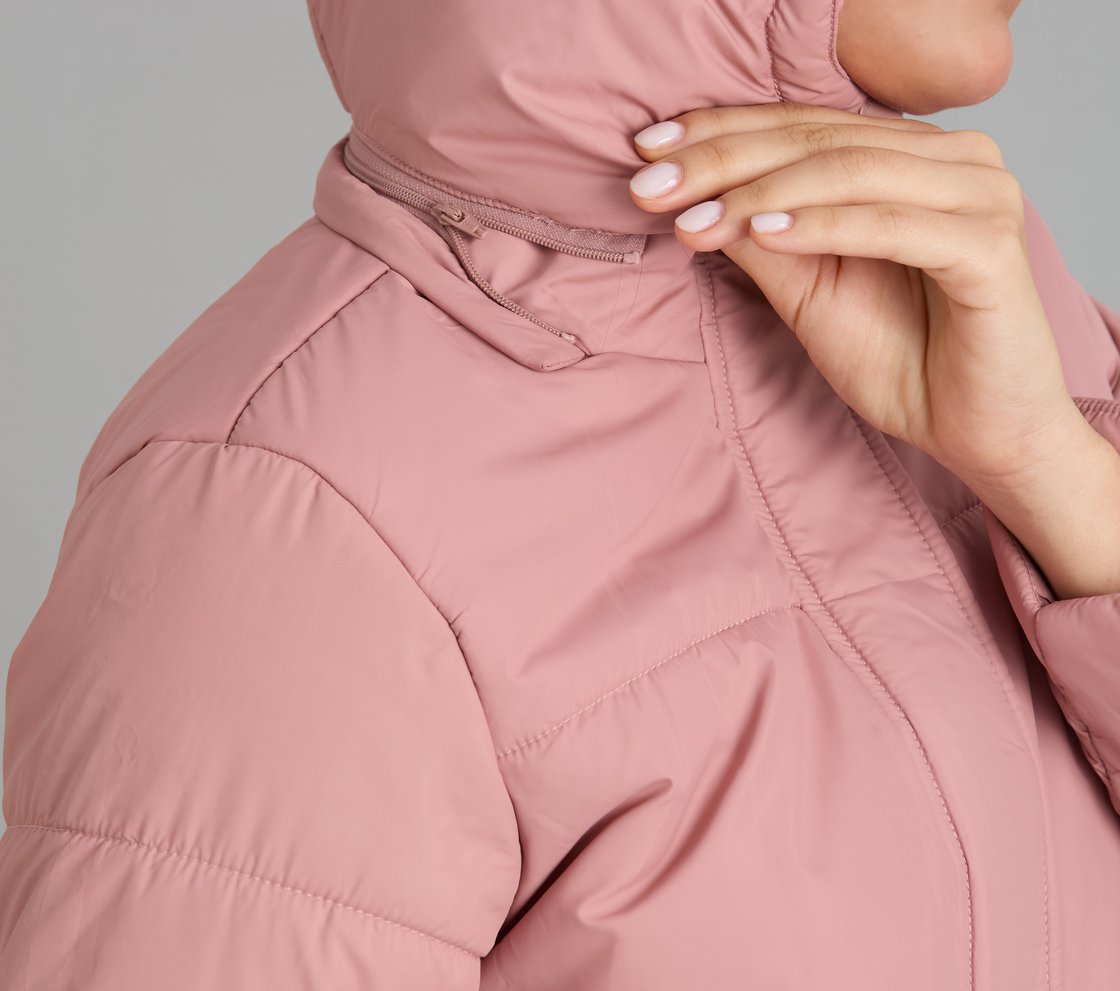 QUILTED WAIST CINCHED JACKET, PURPLE/YELL