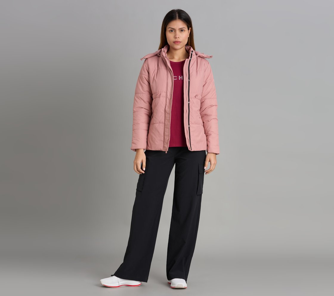 QUILTED WAIST CINCHED JACKET, PURPLE/YELL