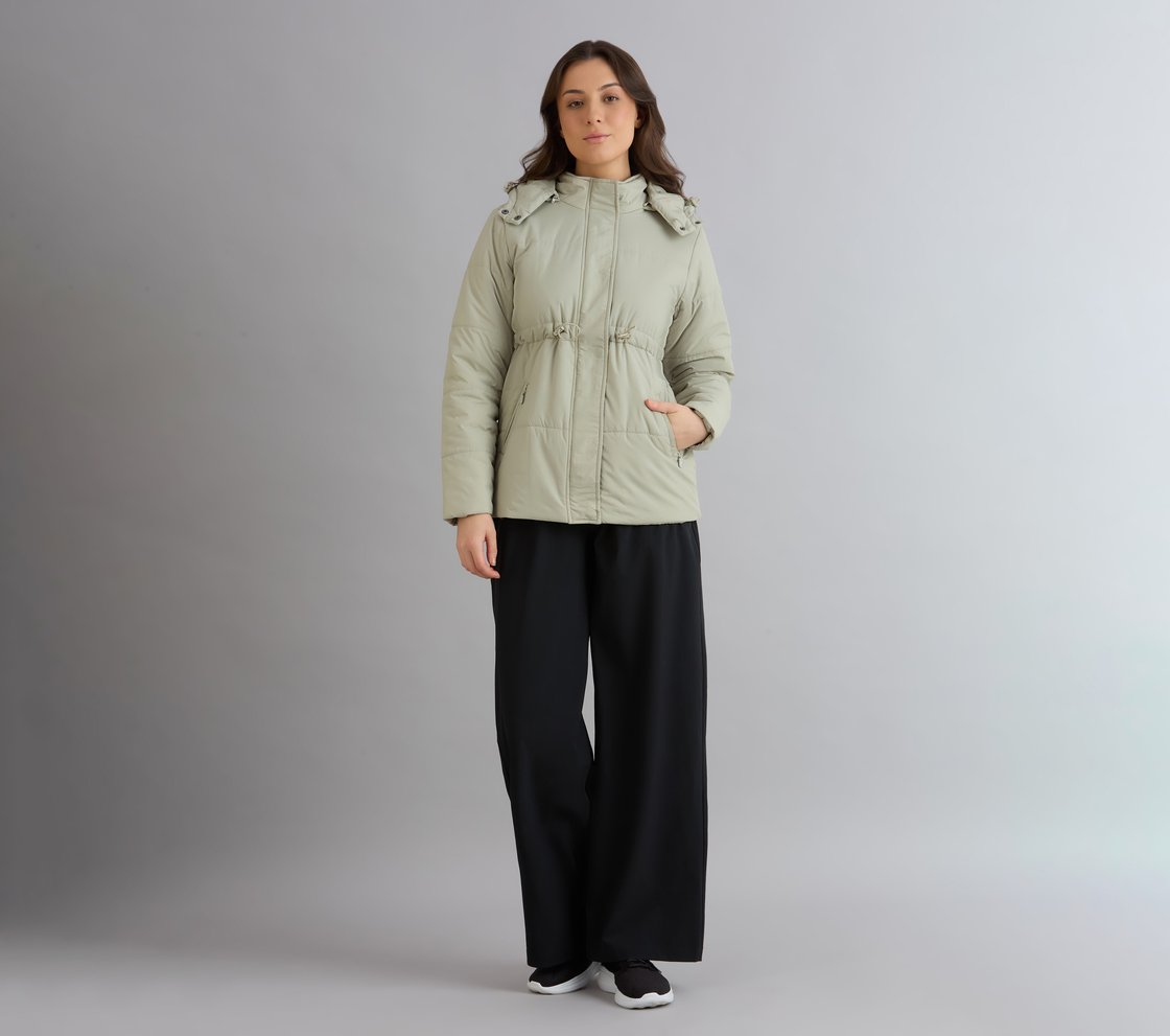 QUILTED WAIST CINCHED JACKET, YELLOW/BLUE