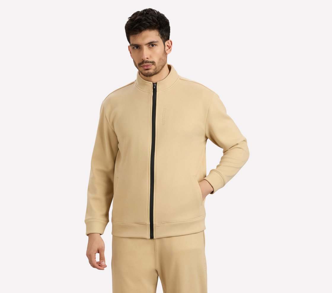 AIRY TRAVELLER FLEECE JACKET, NATURAL/BLUE Apparel Lateral View