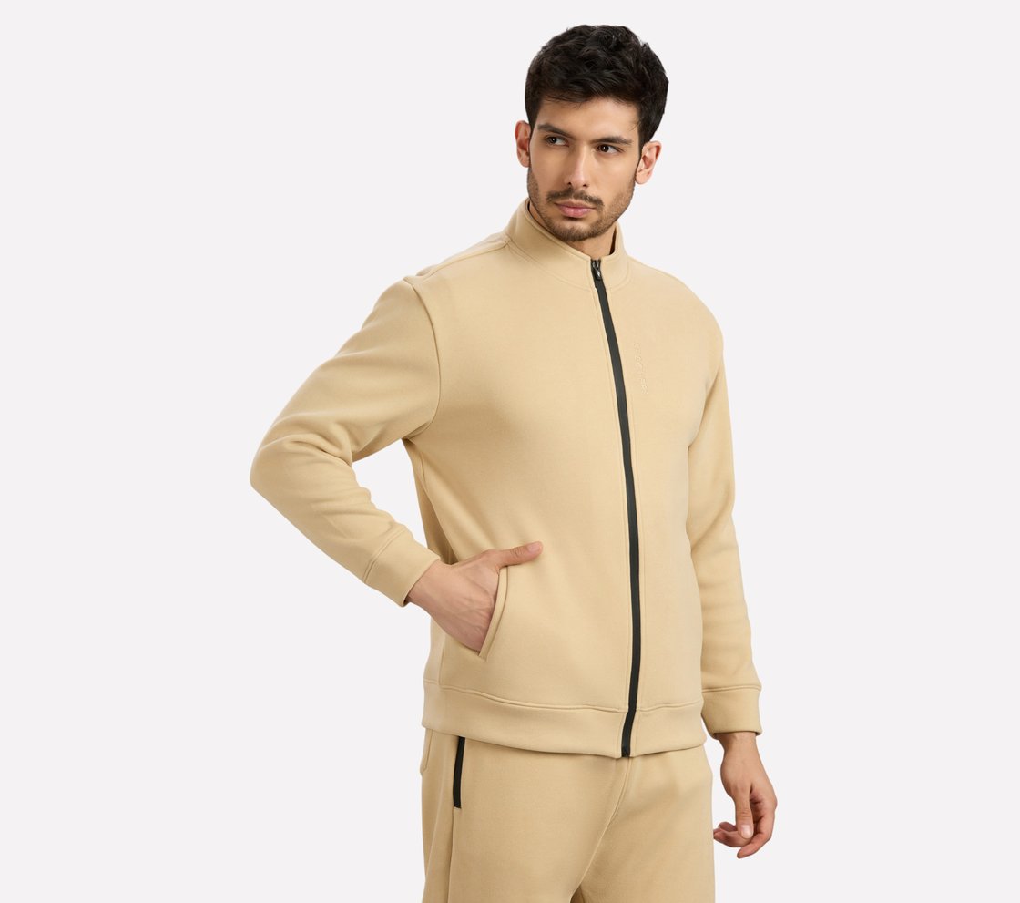 AIRY TRAVELLER FLEECE JACKET, NATURAL/BLUE Apparel Bottom View