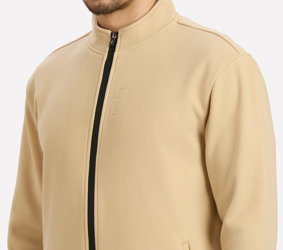 AIRY TRAVELLER FLEECE JACKET, NATURAL/BLUE Apparel Right View